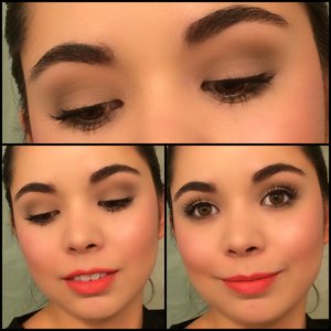 This is one of my everyday eye looks. 

With a pop of color on the lips!