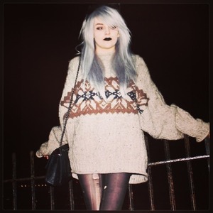 Silver hair, black lipstick and Jackson's sweater c: