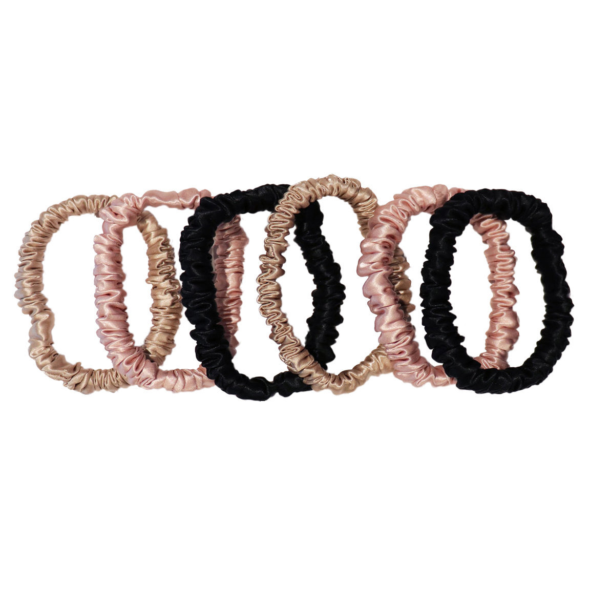 Slip Skinnies Silk Scrunchie Pink, Caramel, Black alternative view 1 - product swatch.