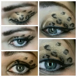 urban decay half baked washed over lid and crease.  elf socialite as spots with liquud black liner as accents. 
