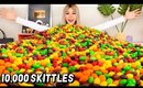 Mixing 10,000 Skittles Into One Giant Skittle!