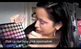 Makeup tutorial: Baby pink and red eyeshadow