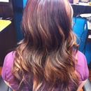 Red/Brown with Carmel highlights 