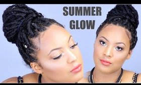 Get Ready With Me! ⇢  Quick SUMMER BRONZE GLOW + FAUX LOCKS BUN