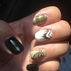 Egyptian black gold glitter white nails