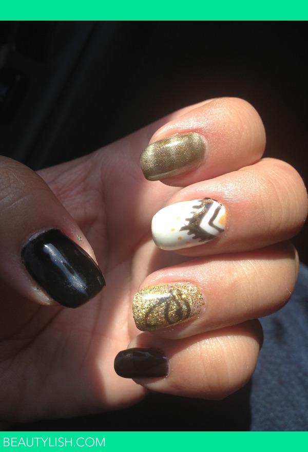Egyptian black gold glitter white nails | Tina P.'s Photo | Beautylish