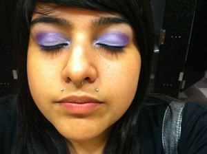 testing out arbonne eye shadow on lid (lilac) outer v colors from coastal scents 88 palette
