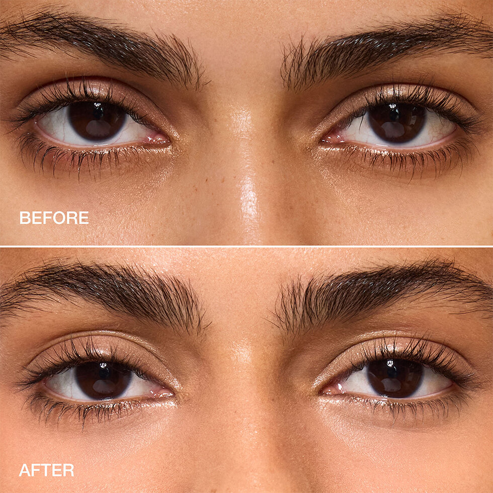 Jouer Cosmetics model before and after wearing the Brightening Under Eye Corrector