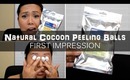 First Impression: Memebox Natural Cocoon Peeling Silk Balls | FromBrainsToBeauty