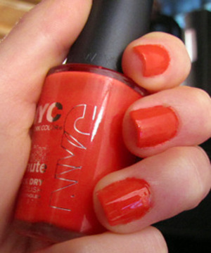 NYC in a NYC Minute Quick Dry Polish in "Times Square" (neon coral)