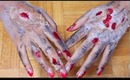 Blood Flesh Wound Zombie Hands and Nails Makeup for Halloween