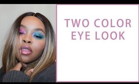 pink and blue makeup look with viseart editorial mattes