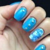 Blue Marble Nail Art With Gold Studs