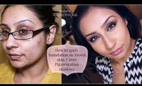 How to apply foundation to indian brown olive pigmented acne scar skin || Makeup With Raji