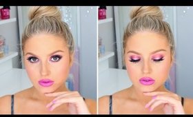 Hair & Makeup Tutorial! ♡ Perfect Wrapped Bun & Fuchsia Makeup!