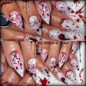 Blood spatter nails for halloween