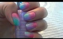 Rainbow Tie Dye Spray Paint Effect Nail Art with a Sponge