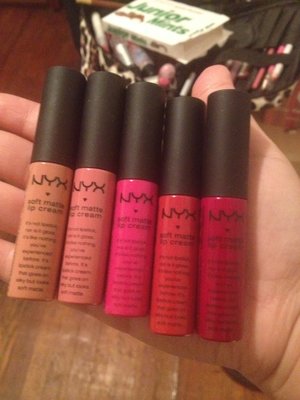 NYX Soft Matte Lip Creams
Colors from left to right: Stockholm, Milan, Addis Ababa, Amsterdam, and Montecarlo