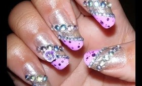 Super BLING nail design with Purple tips!