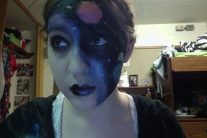 For Halloween, I wanted to go as "the galaxy," so this is my attempt at recreating Clarissa V's cosmic makeup.  I basically looked at the picture of her's while putting on my makeup, so I take no credit for the design.