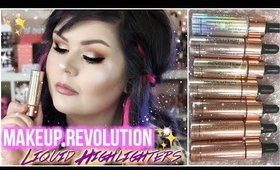 Makeup Revolution Liquid Highlighters | Swatches + Demo