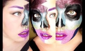 Halloween 2015: Glitter Half Skull Glam