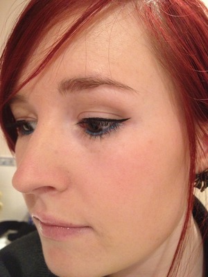 Simple neutral eye with winged liner and bright blue underneath that I got lots of compliments on :D.