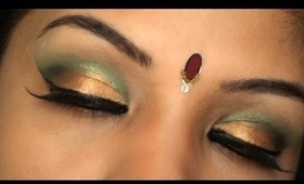 Bollywood Inspired Indian Bridal Wedding Make up Tutorial Gold and Green eye makeup