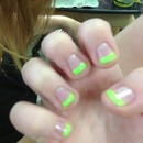 Green French tips on short nils