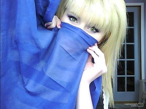 It's great how green eyes really pop with the purple. 