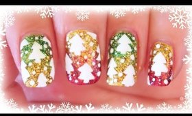 Advent Calendar | 6 - Sparkly Christmas Trees nail art ✩ Martina Ek