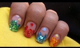 Sequin Nail Art -- Colorful how to do sequin nail polish designs at home step by step tutorial video