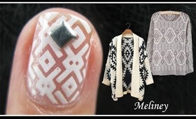 GEOMETRIC SWEATER NAILS TUTORIAL | WINTER WEATHER PATTERN STAMPING NAIL ART DESIGN SHORT NAILS KONAD