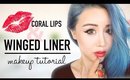 Winged Eyeliner Tutorial ❤ Makeup Tutorial ❤ Wengie ❤ Eye Makeup Tutorial ❤ Coral Lips