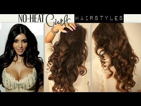 Kim Kardashian Big Curly No Heat Curls Waves Cute School