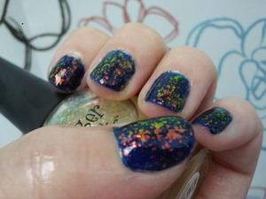 Finger Paints "Flashy" over a navy blue, beautiful!