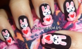 Cute Pink Bunny Nails collaboration with Honey Bee