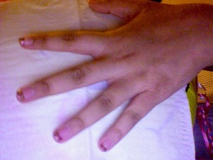 My Pink Nails with Gold Lines :)