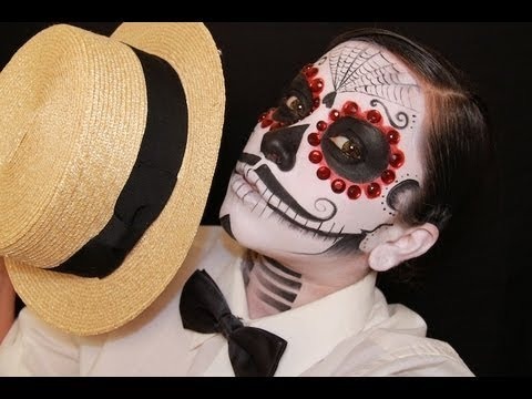 Mens Dia de los muertos (day of the dead) face paint | venusocean Video Beautylish