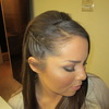 Hair braided on the side