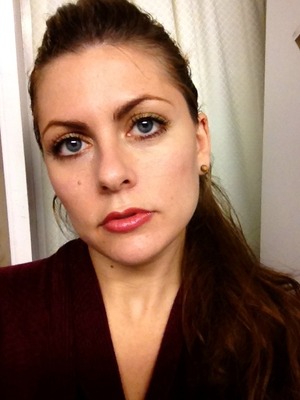 First attempt with eye makeup.  Still need work on filling in my brows.