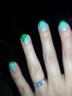 I added spring green to my mint green nails so I didn't need to completely change my polish