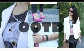 OUTFIT  | Skull Tee, Tux Blazer, & Pink heels