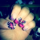 Butterfly glitter nails