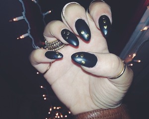 Black matte with gold nails