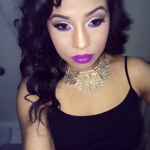 Neutral eye, pop of purple on lower lash line & Heroine lipstick from Mac 