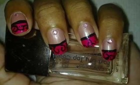 Pink french with Black swirls