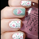 Blue, Pink, and White Nails with Hearts