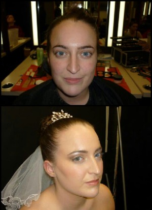 Before and after classic bridal make up