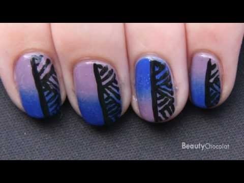 Ombre and Weaved Lines Nail Art Tutorial | BeautyChocolat Video ...